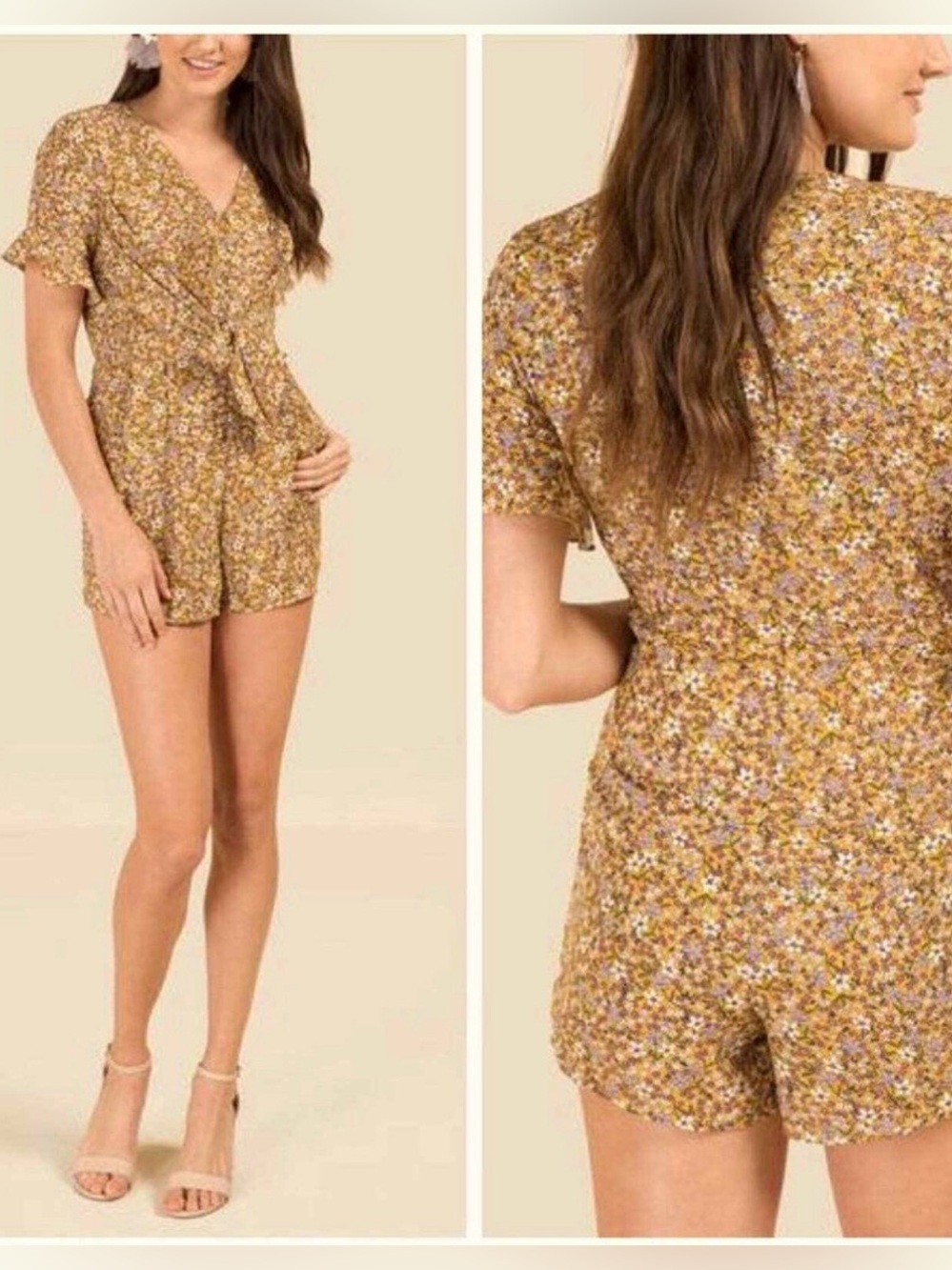 Blue Rain Floral Romper